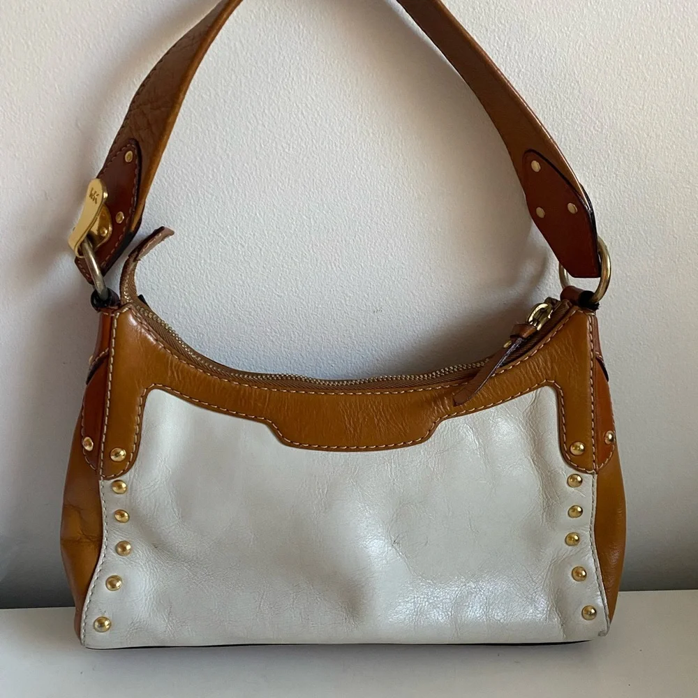 Michael Kors Brown and Off White Leather Handbag - Picture 2 of 9